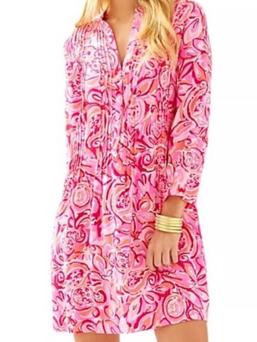 BOGO! Lilly Pulitzer Sarasota Pintucked Tunic Dress Pink Size Large